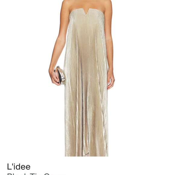 L’idee Black Tie Gown Gold Shimmer Size 6/XS - Picture 5 of 8
